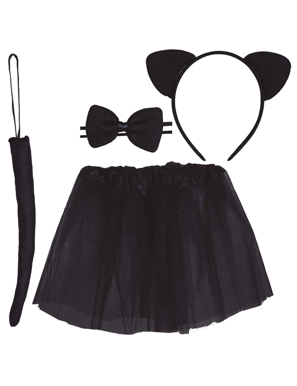 Kit déguisement de chat pour enfant noir avec tutu oreilles nœud papillon et queue