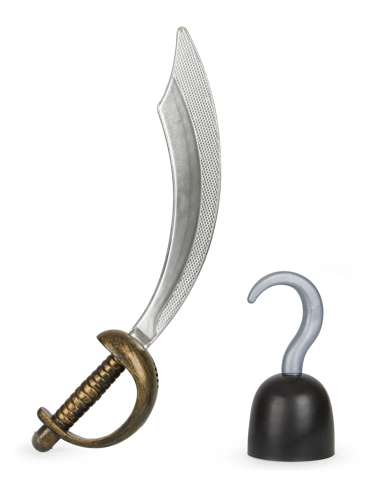 Kit de espada e gancho de pirata para criança prateado e bronze