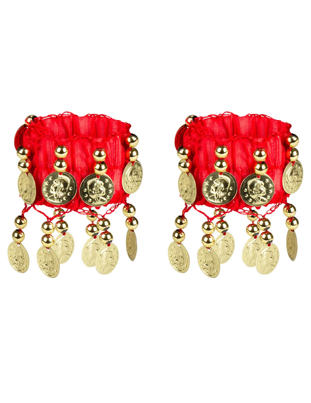 Par de pulseiras com moedas douradas do kit de acessórios de bailarina oriental para mulher