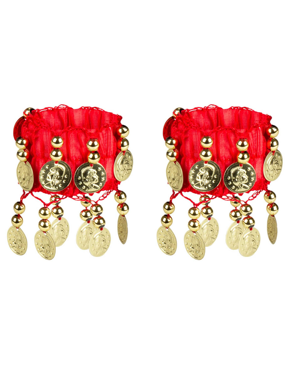 Par de pulseiras com moedas douradas do kit de acessórios de bailarina oriental para mulher