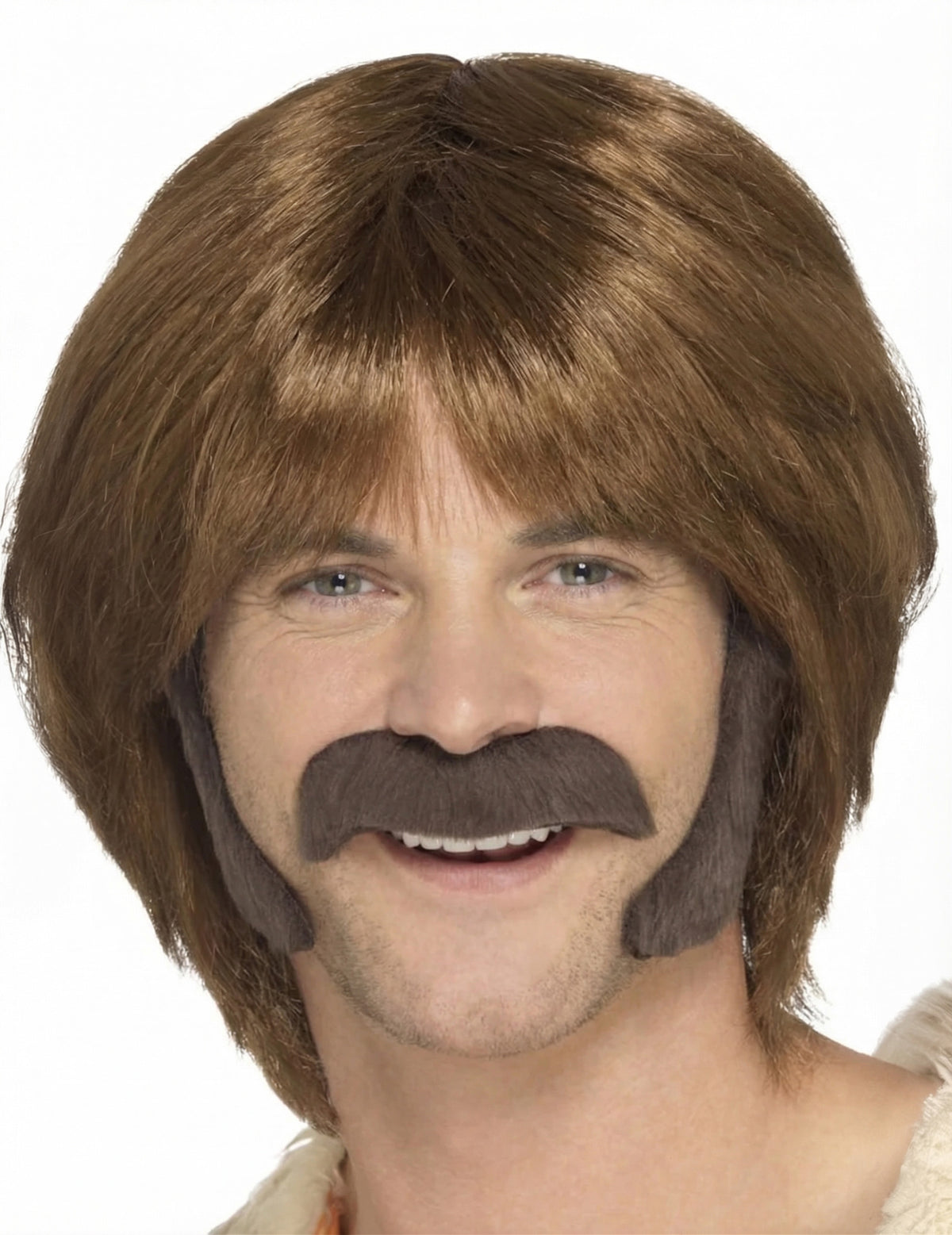 Kit hippie pour homme brun avec moustache et pattes