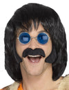 Kit hippie pour homme noir avec moustache et pattes