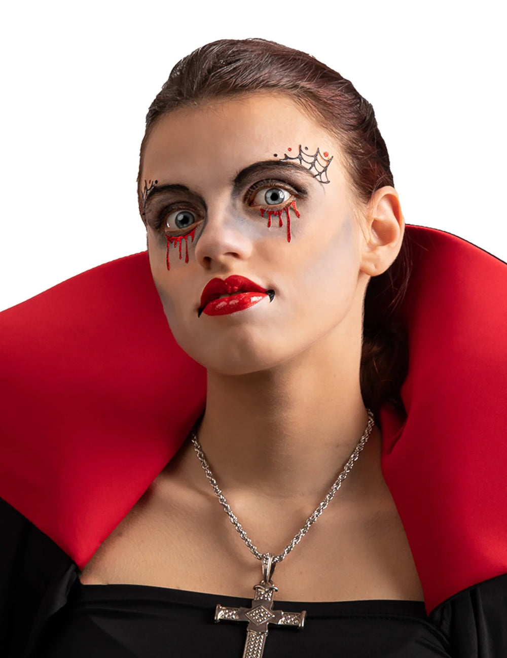 Kit maquillage vampire pour adulte rouge et noir brillant