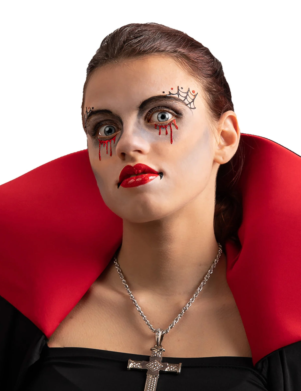 Kit maquillage vampire pour adulte rouge et noir brillant