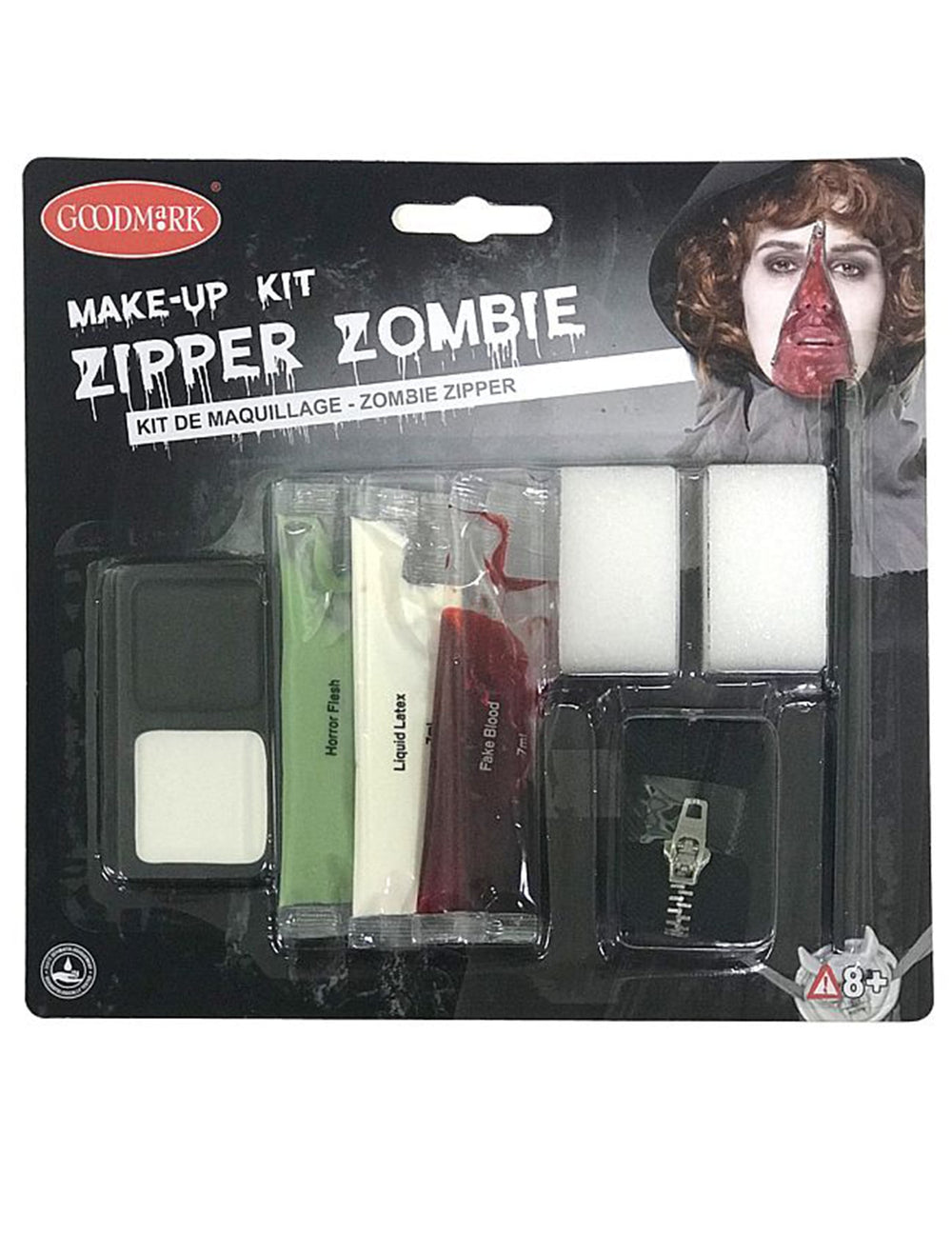 Vue du packaging du kit maquillage fermeture éclair Halloween