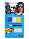 Kit maquillage princesse orientale pour fille bleu blanc et jaune avec pinceau et éponge