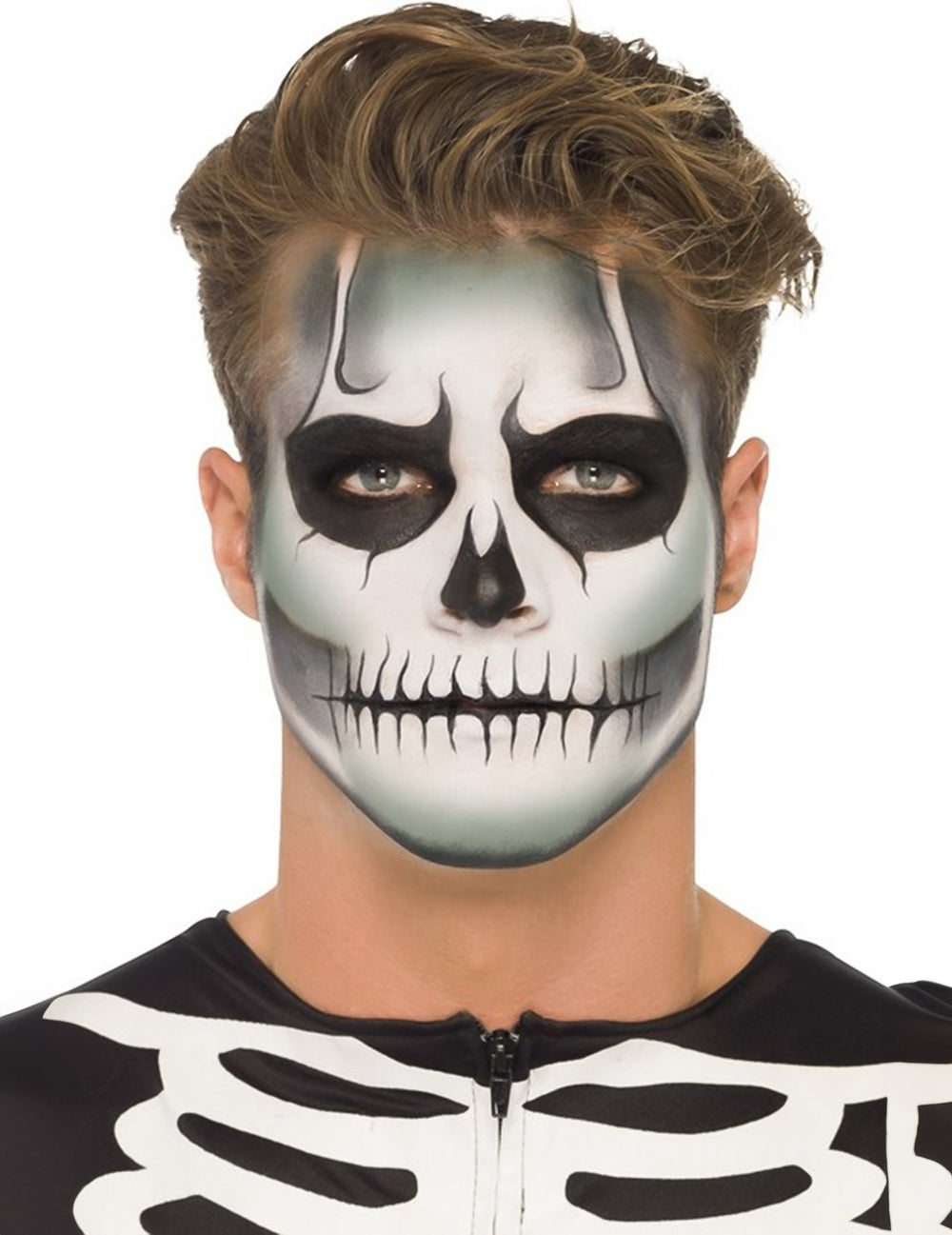 Kit maquillage squelette phosphorescent pour adulte noir et blanc Halloween