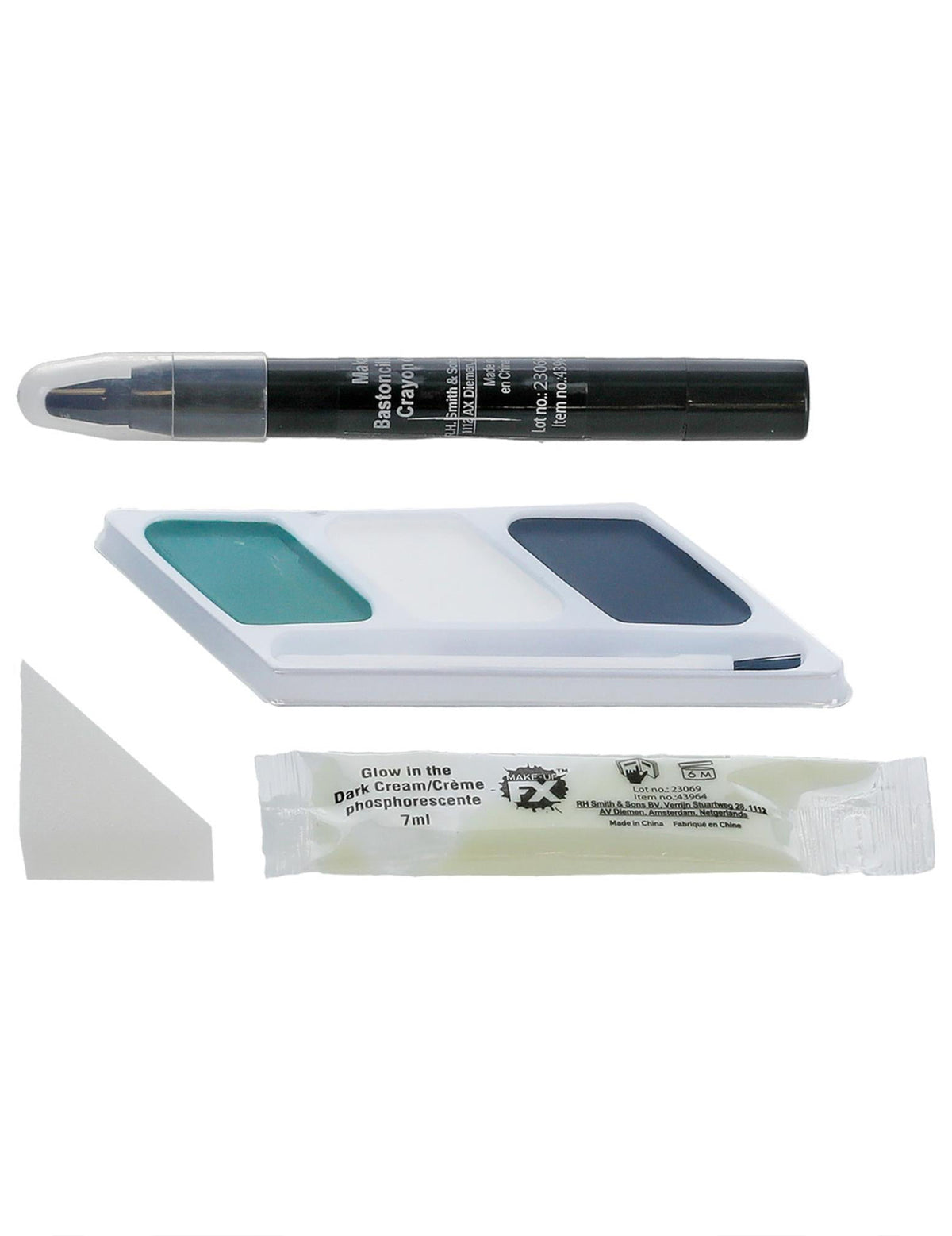 Contenu du Kit maquillage squelette phosphorescent pour adulte
