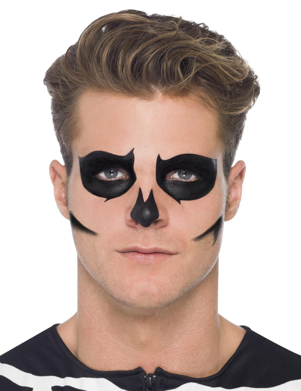 Vue de face du maquillage du Kit maquillage squelette phosphorescent pour adulte