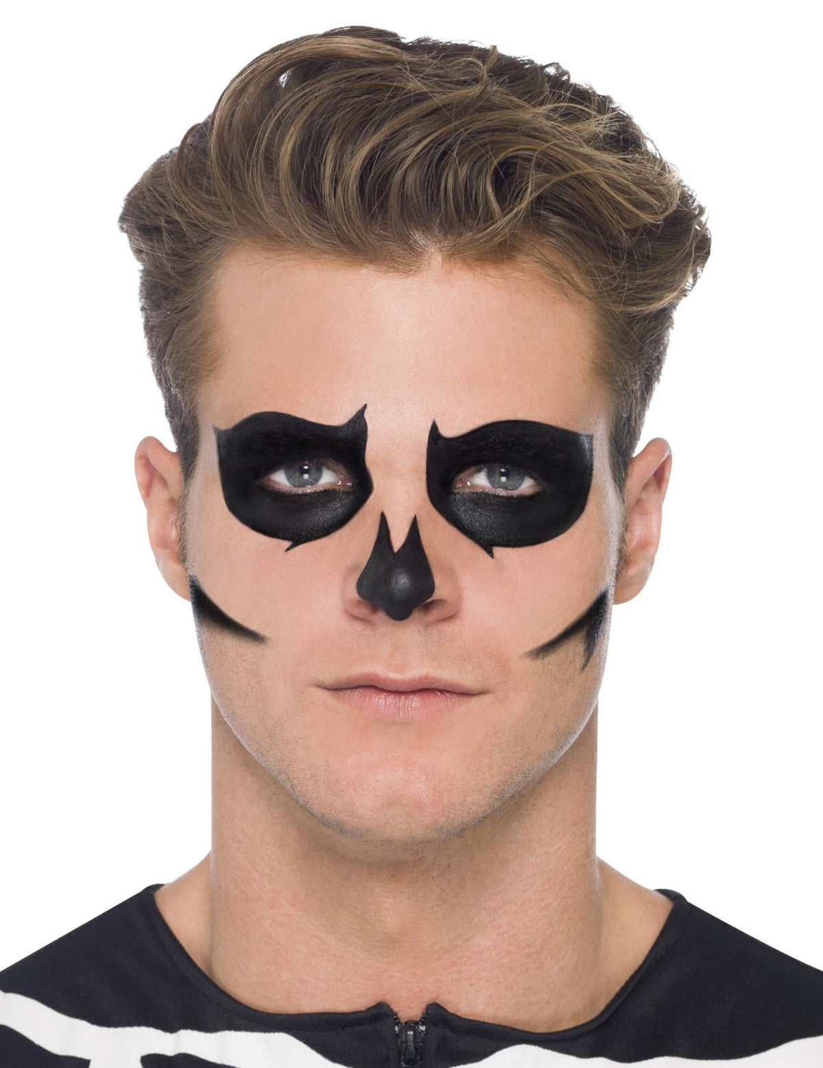 Vue de face du maquillage du Kit maquillage squelette phosphorescent pour adulte