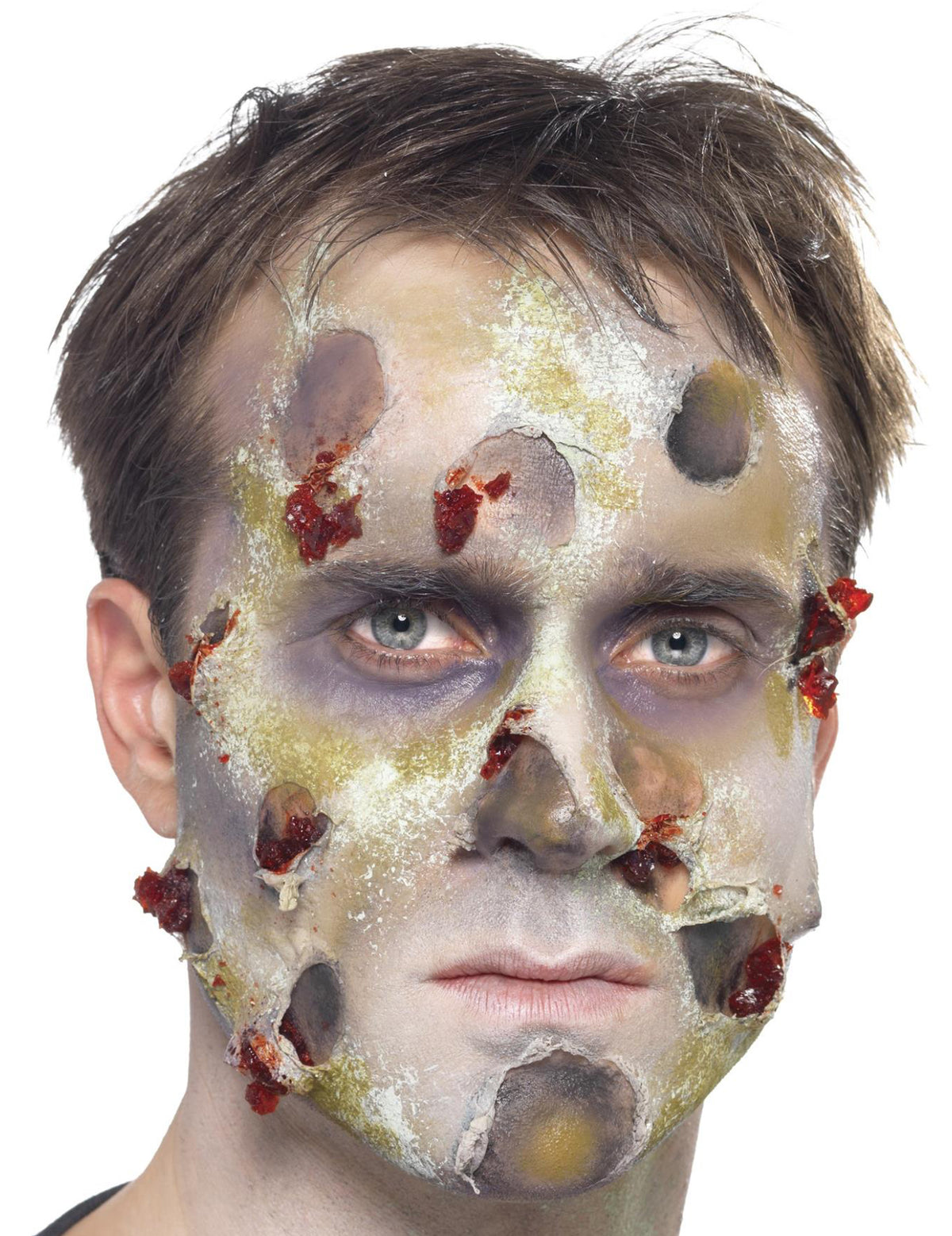 Kit maquillage zombie pour adulte avec plaies putréfiées et sang pour Halloween