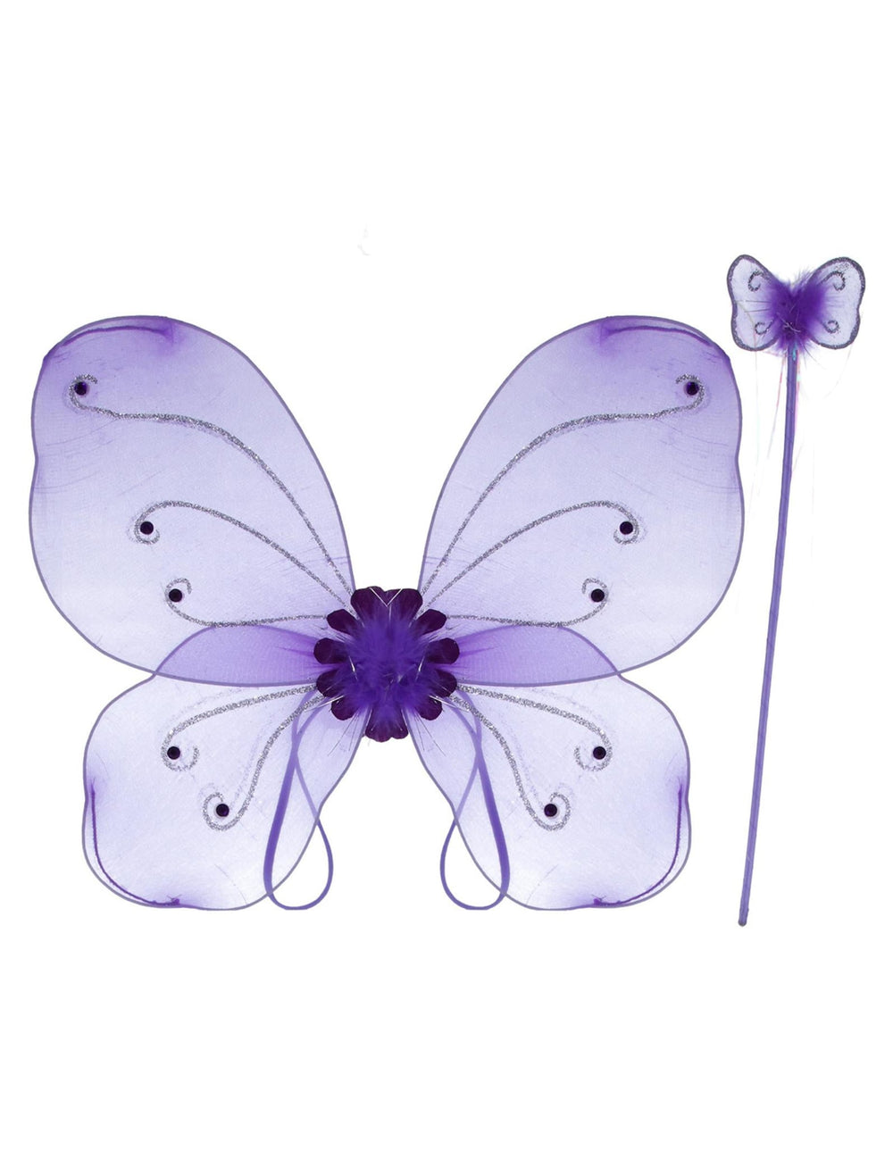 Détail des ailes et de la baguette du kit papillon violet pour fille