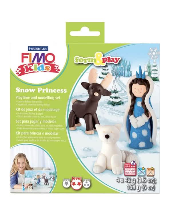Kit de pasta Fimo princesa da neve para crianças com rena e urso polar