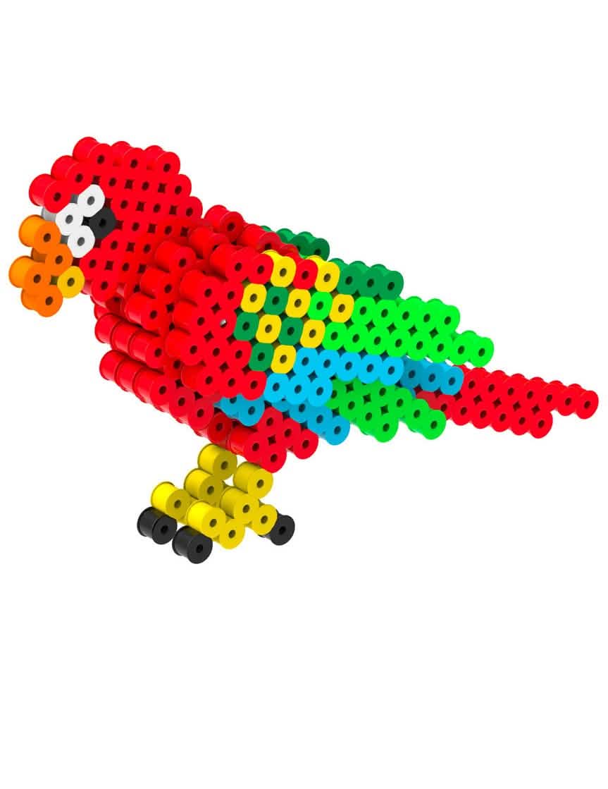 Kit de contas para passar a ferro 3D papagaio para criança multicores com acessórios