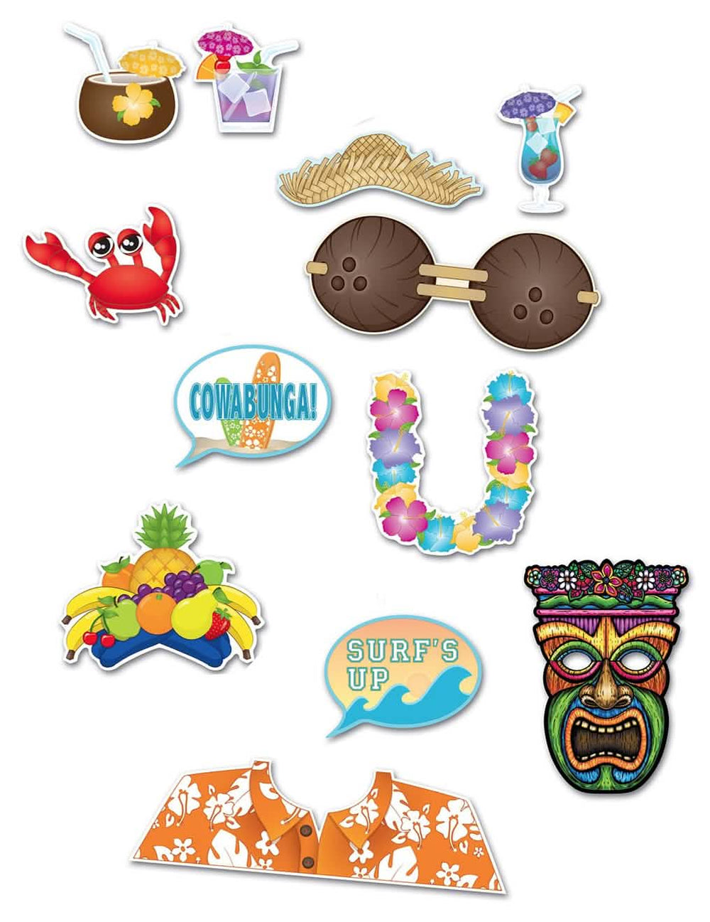 Kit photobooth havaí para adulto 12 acessórios multicolores