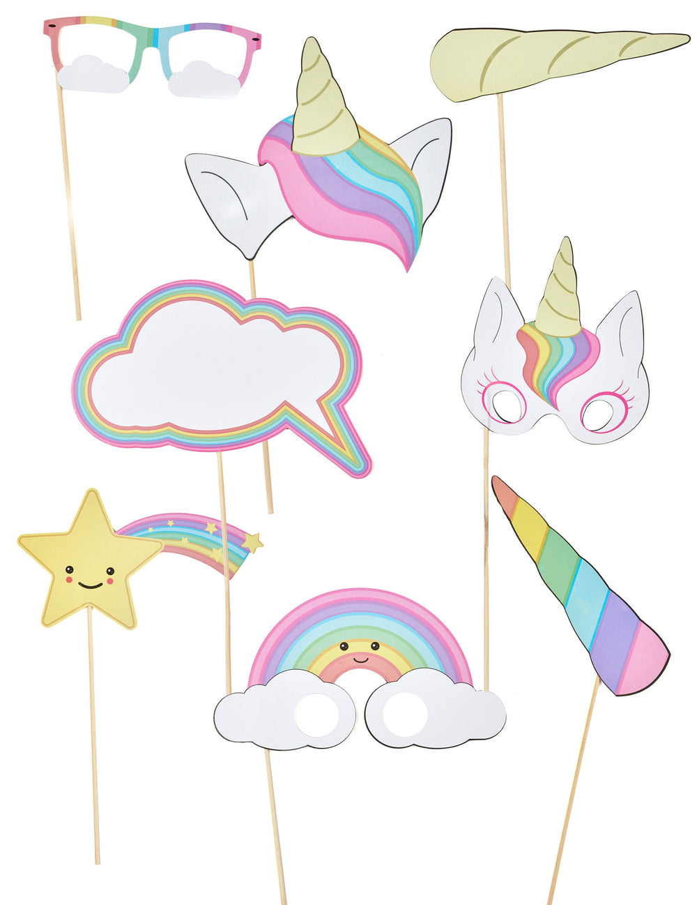 Kit photobooth bébé licorne pour enfant multicolore pastel