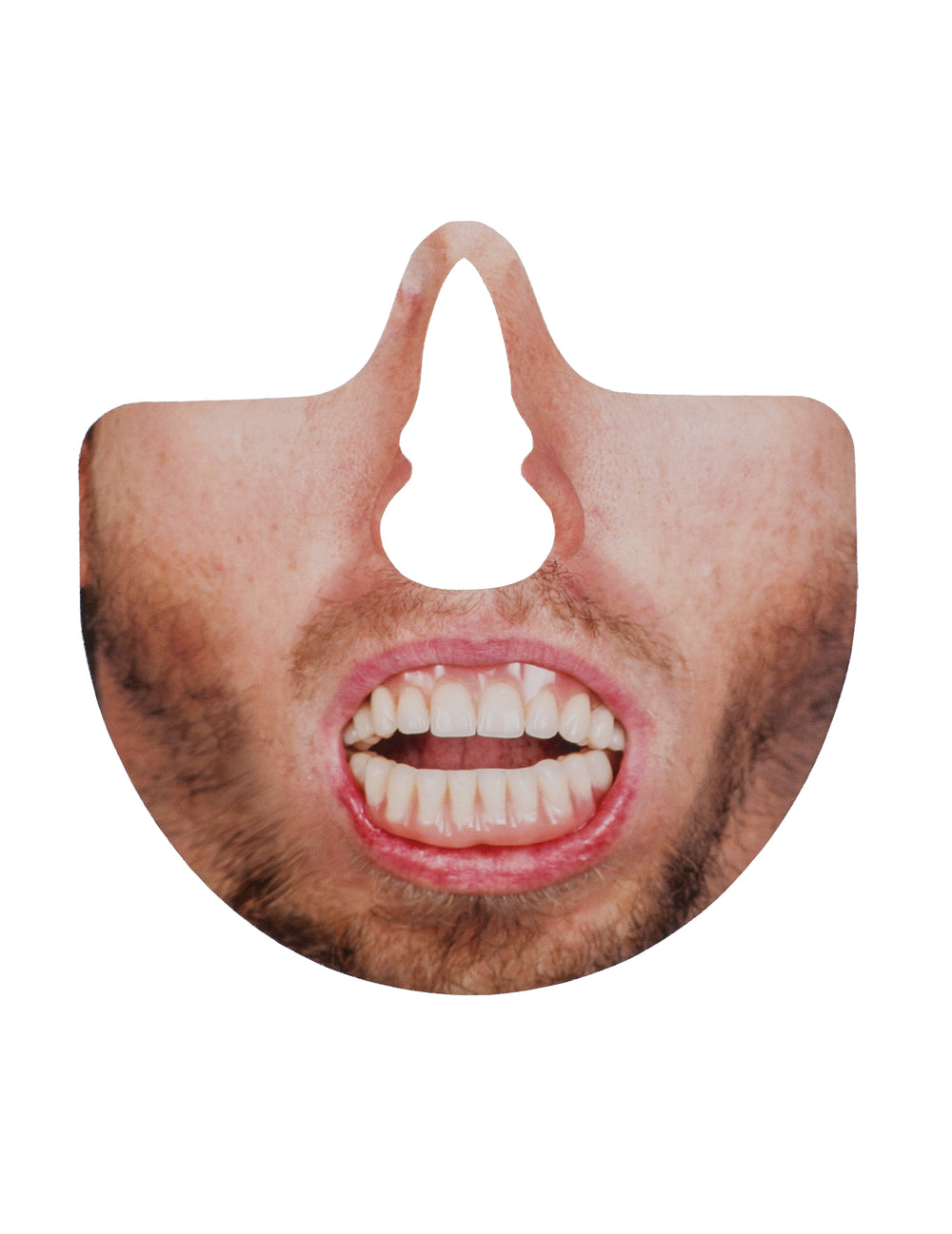 Bouche d'homme barbu montrant les dents du kit photobooth bouches humoristiques