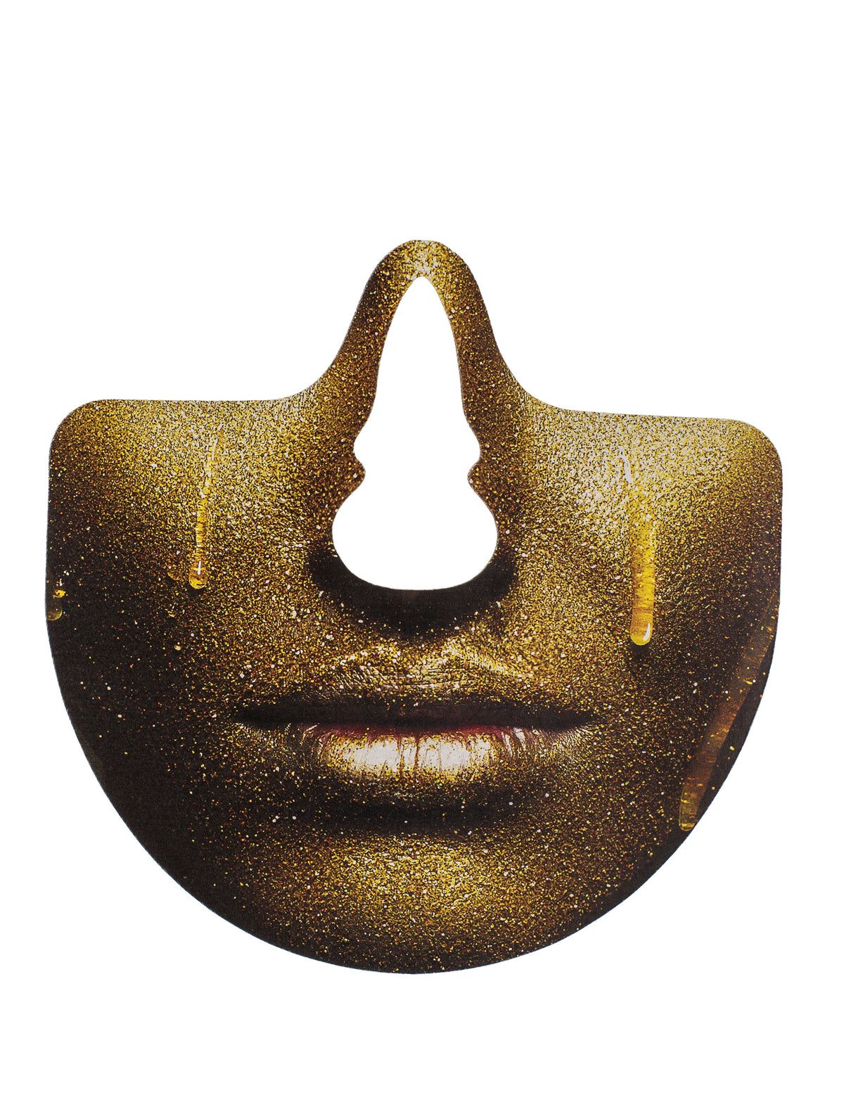 Détail d'un accessoire de bouche dorée à paillettes du kit photobooth bouches humoristiques