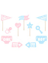 Kit photobooth fille ou garçon pour gender reveal rose et bleu 11 accessoires