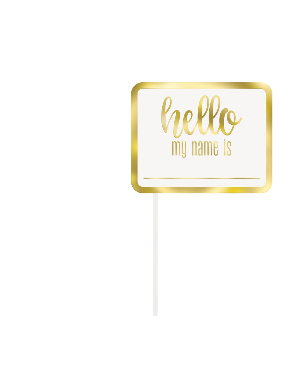 Accessoire hello my name is blanc et doré du kit photobooth hello baby