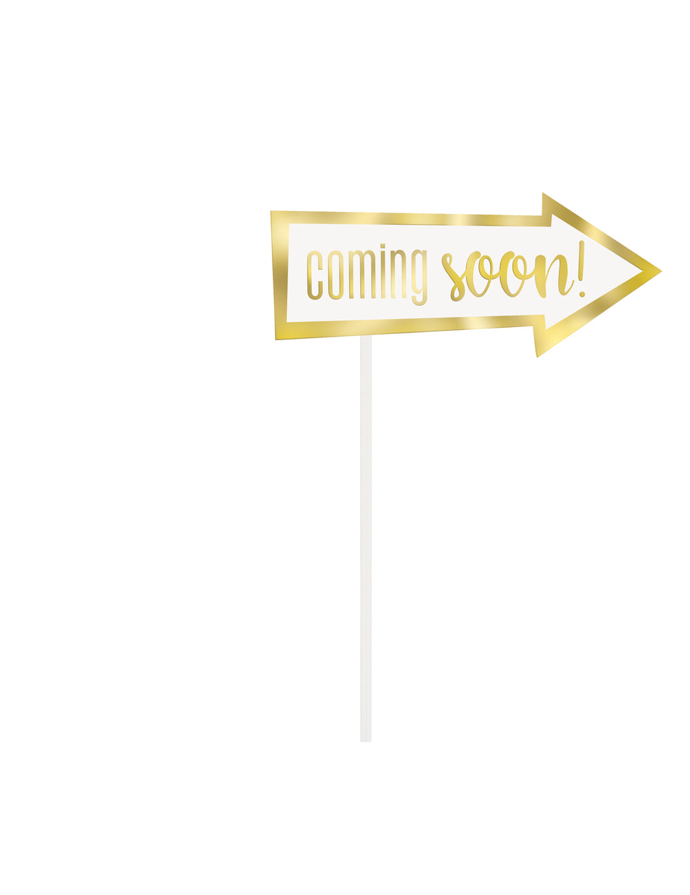 Accessoire flèche coming soon doré du kit photobooth hello baby