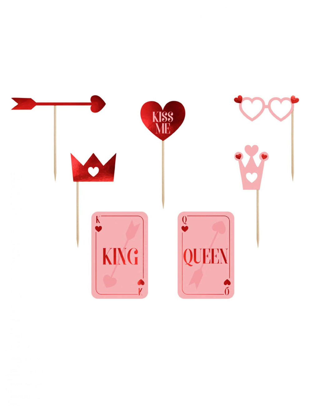 Kit photobooth love is in the air vermelho e cor de rosa com 7 acessórios