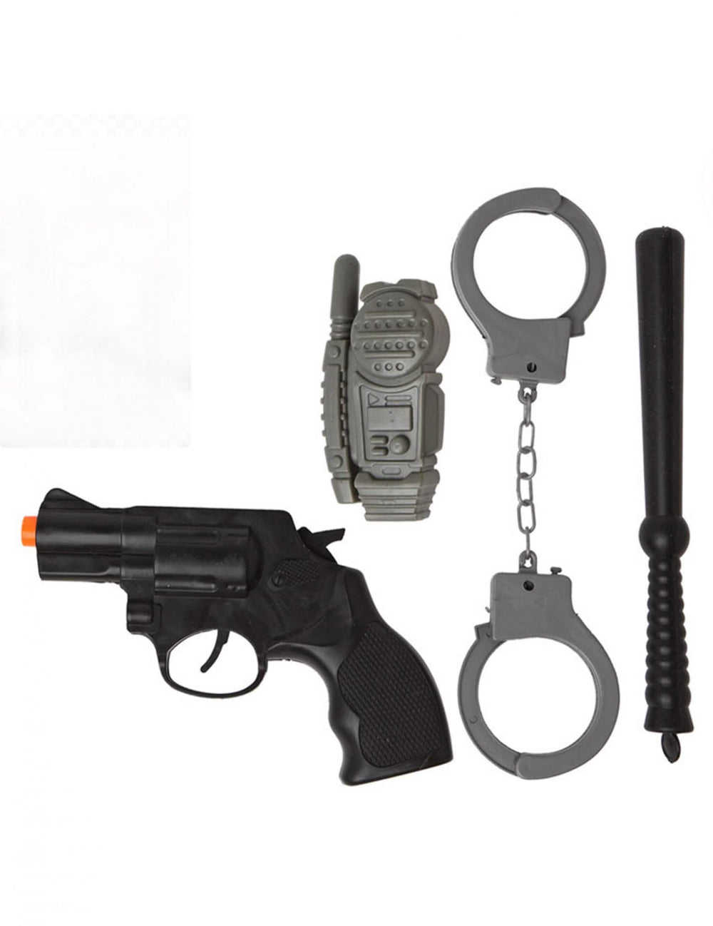 Kit de acessórios de polícia para criança preto e cinzento com pistola e algemas
