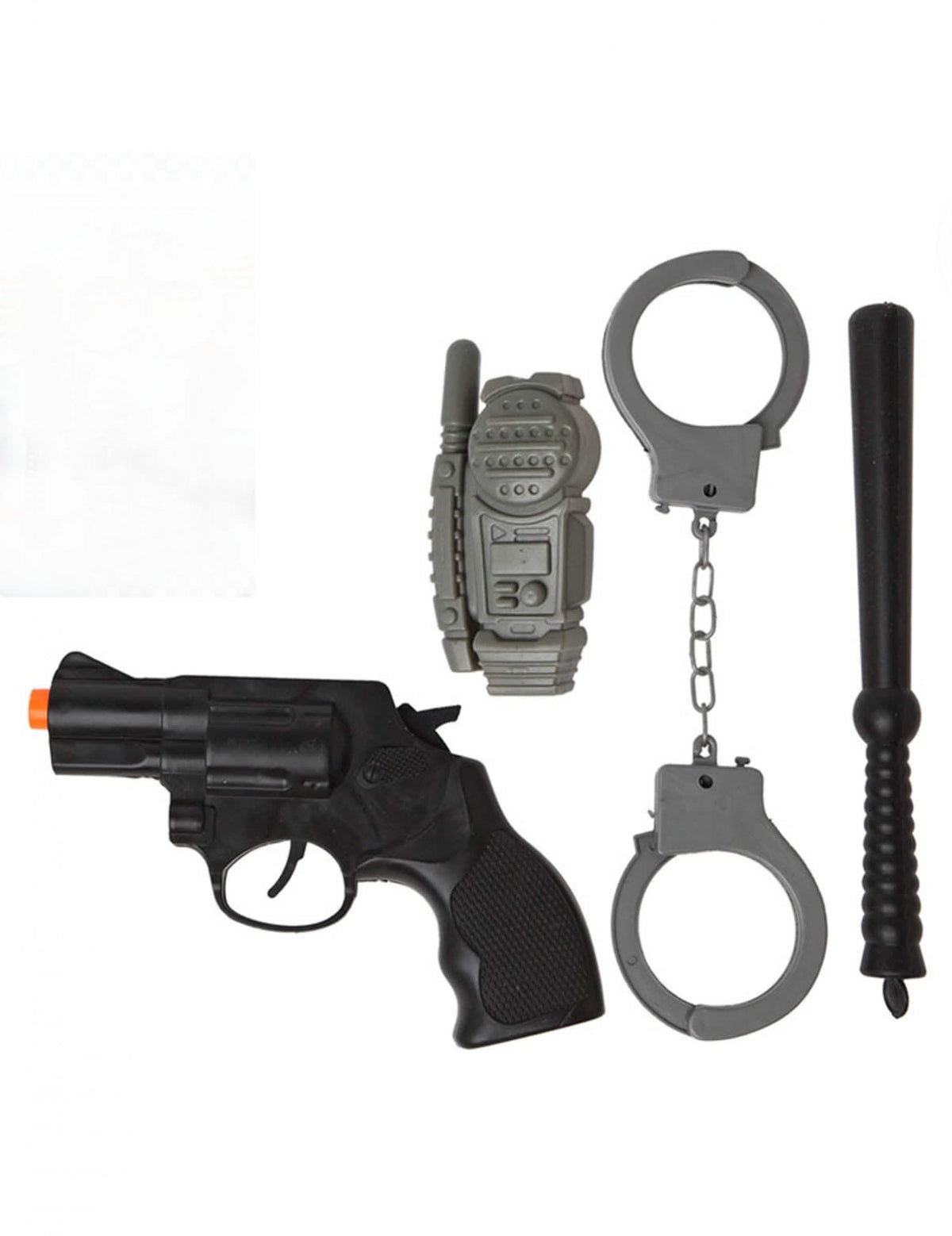 Kit de acessórios de polícia para criança preto e cinzento com pistola e algemas