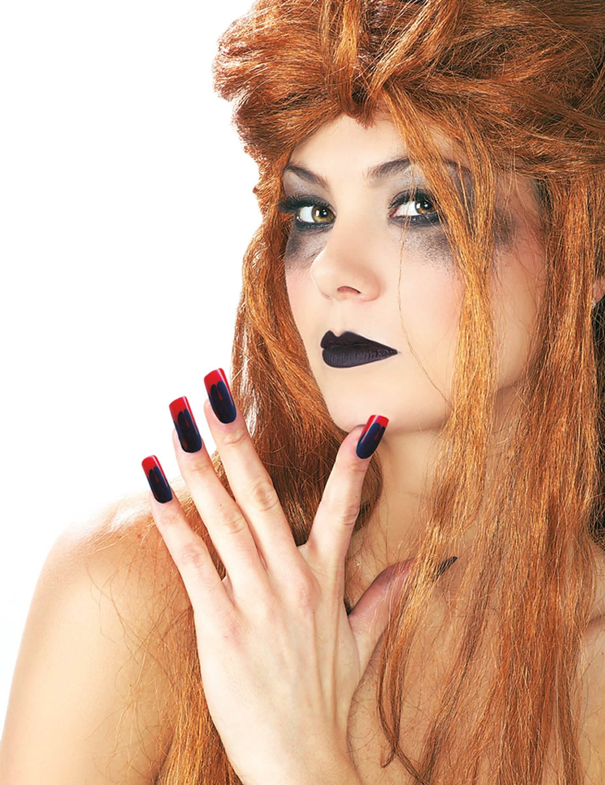 Kit vermelho a lèvre et faux ongles ensanglantés pour adulto preto e vermelho