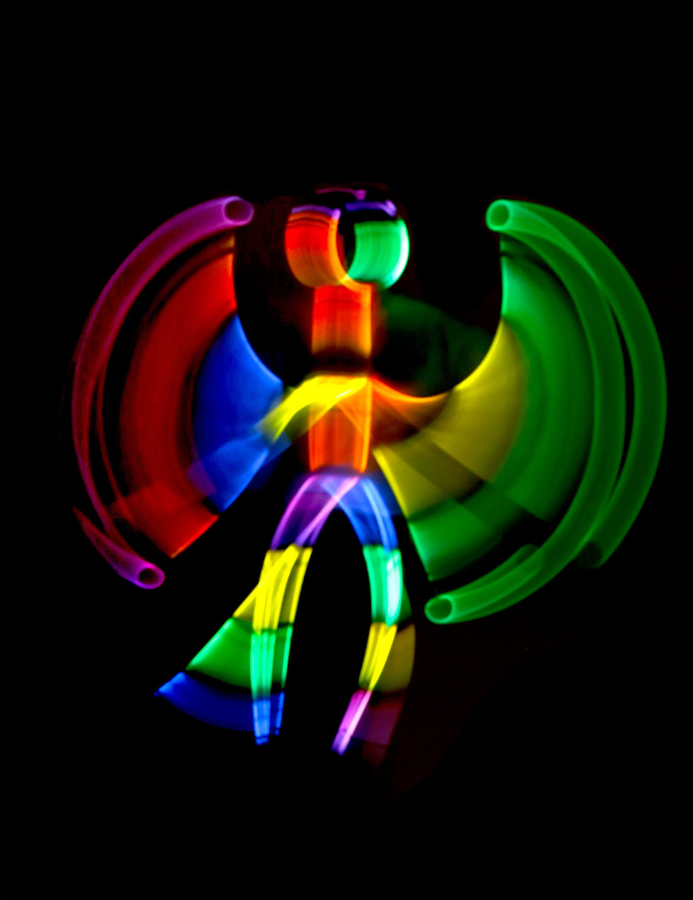 Effet lumineux multicolore en mouvement du kit silhouette phosphorescente pour adulte