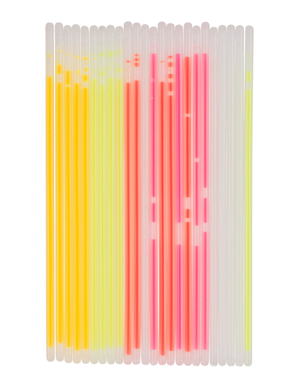 Alignement des bâtons lumineux du kit silhouette phosphorescente pour adulte