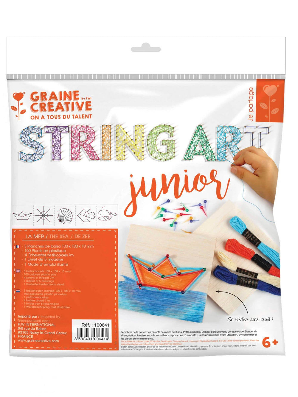 Kit de string art júnior tema mar para criança com quadros em fio