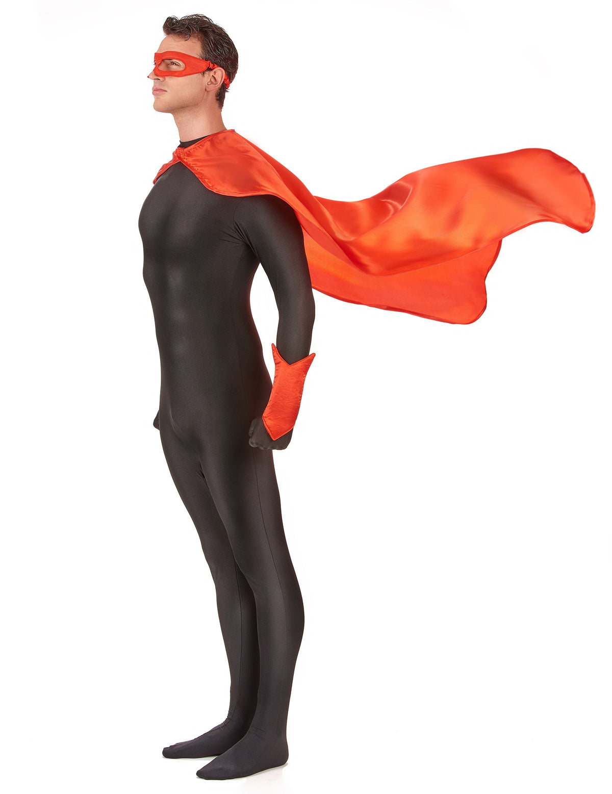 Vue de profil du kit de super-héros pour adulte rouge