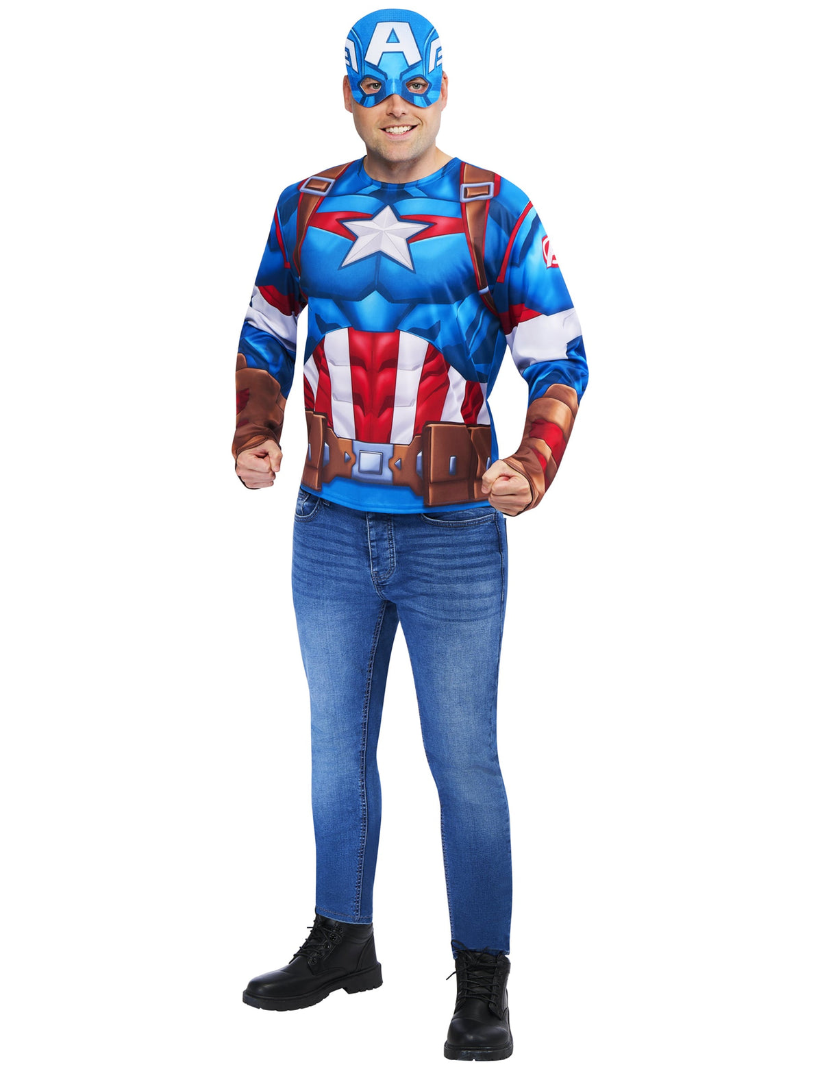 Vue de face du kit top et masque Captain America