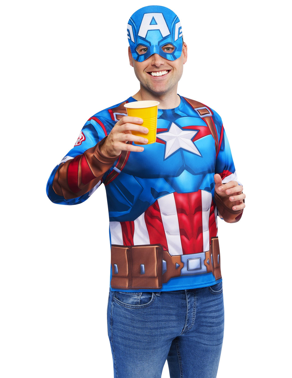 Vue en situation du kit top et masque Captain America