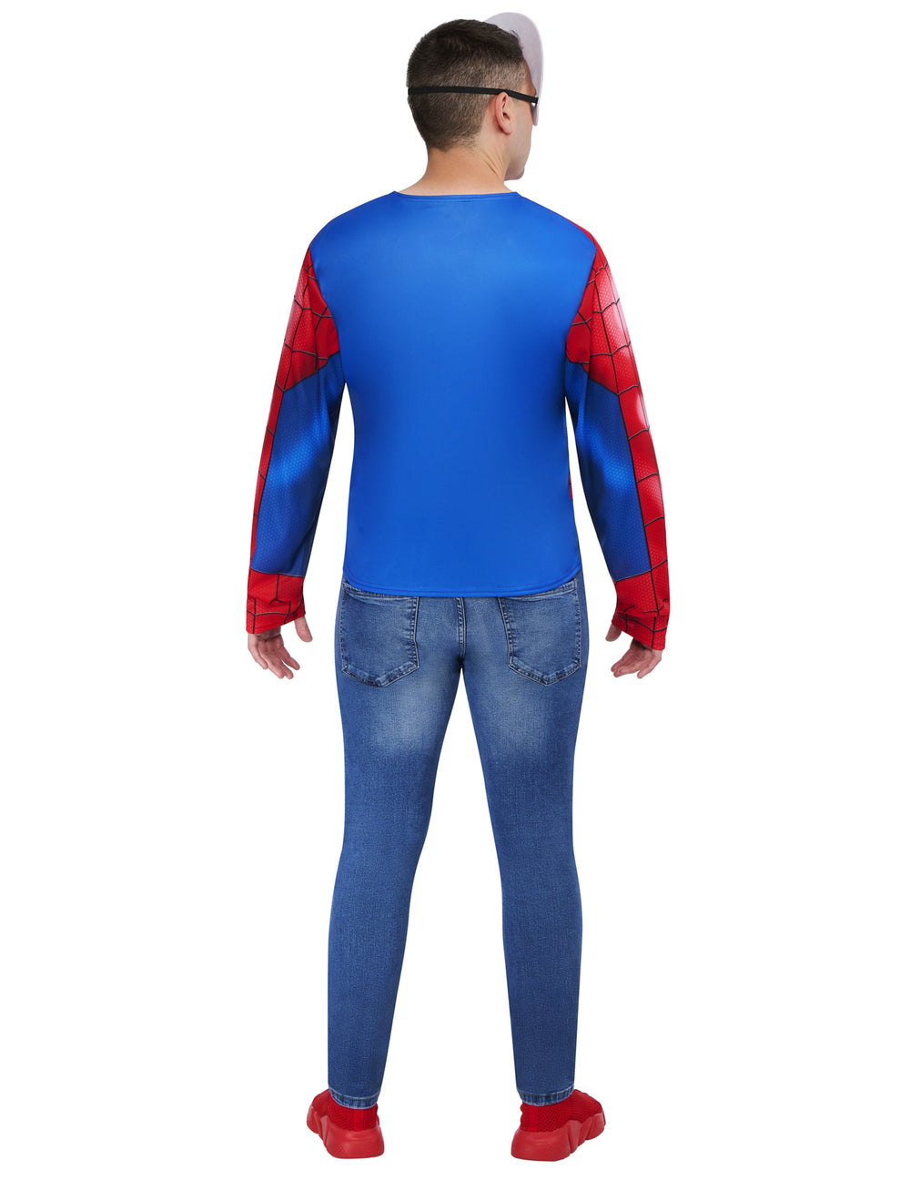 Vue de dos du kit top et masque Spider-Man pour adulte