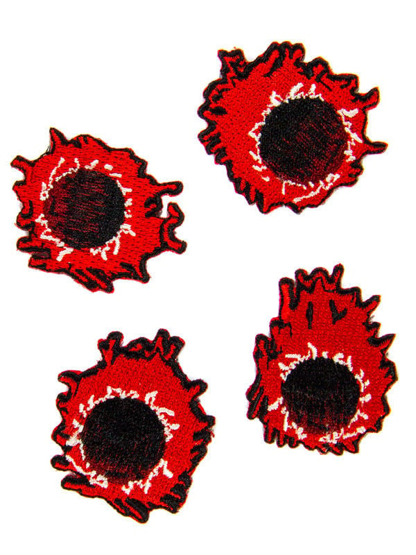 Patches brodés impacts de balle Kreepsville Gothic rouges et noirs