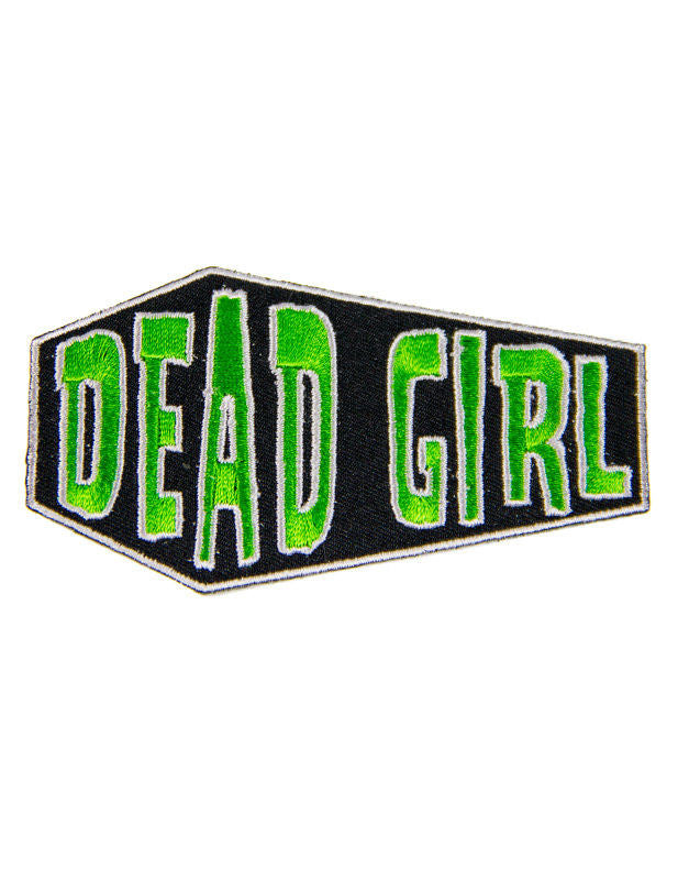 Patch gothique Dead Girl pour femme vert et noir en forme de cercueil