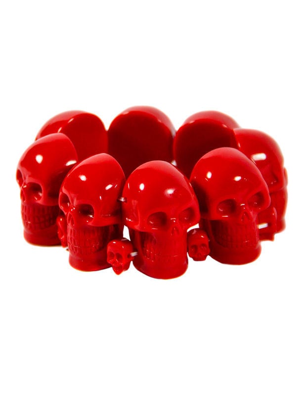 Bracelet de tête de mort pour adulte rouge