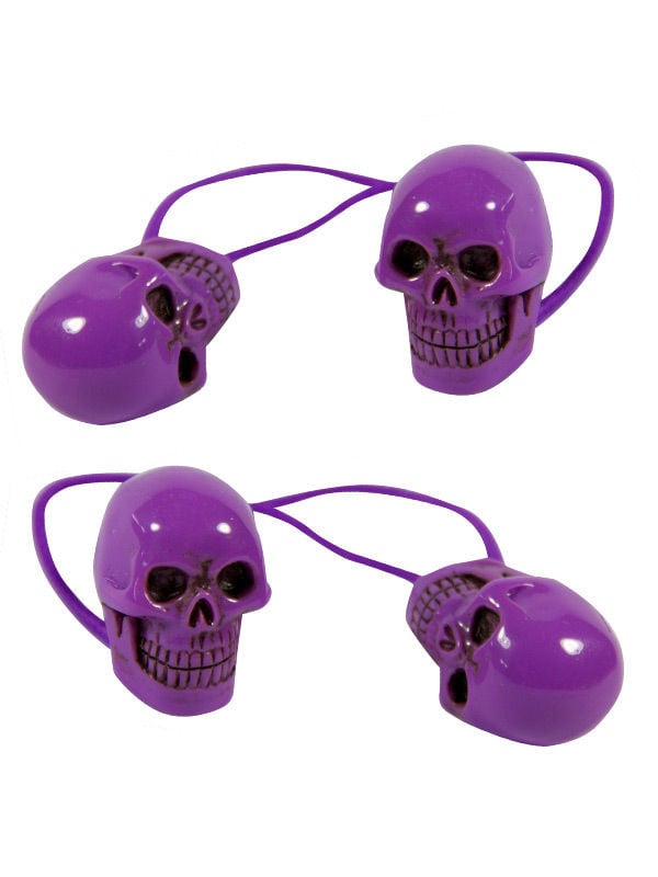 Élastiques à cheveux têtes de mort gothiques pour femme violet