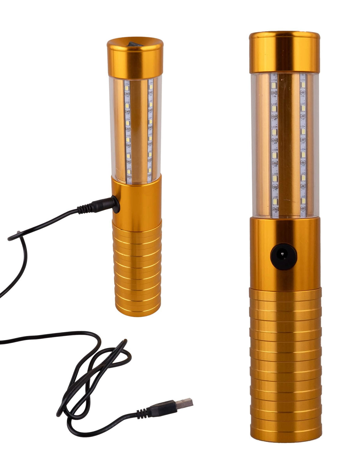 Cabo USB e porta de carregamento da lâmpada cintilante LED para garrafa dourado