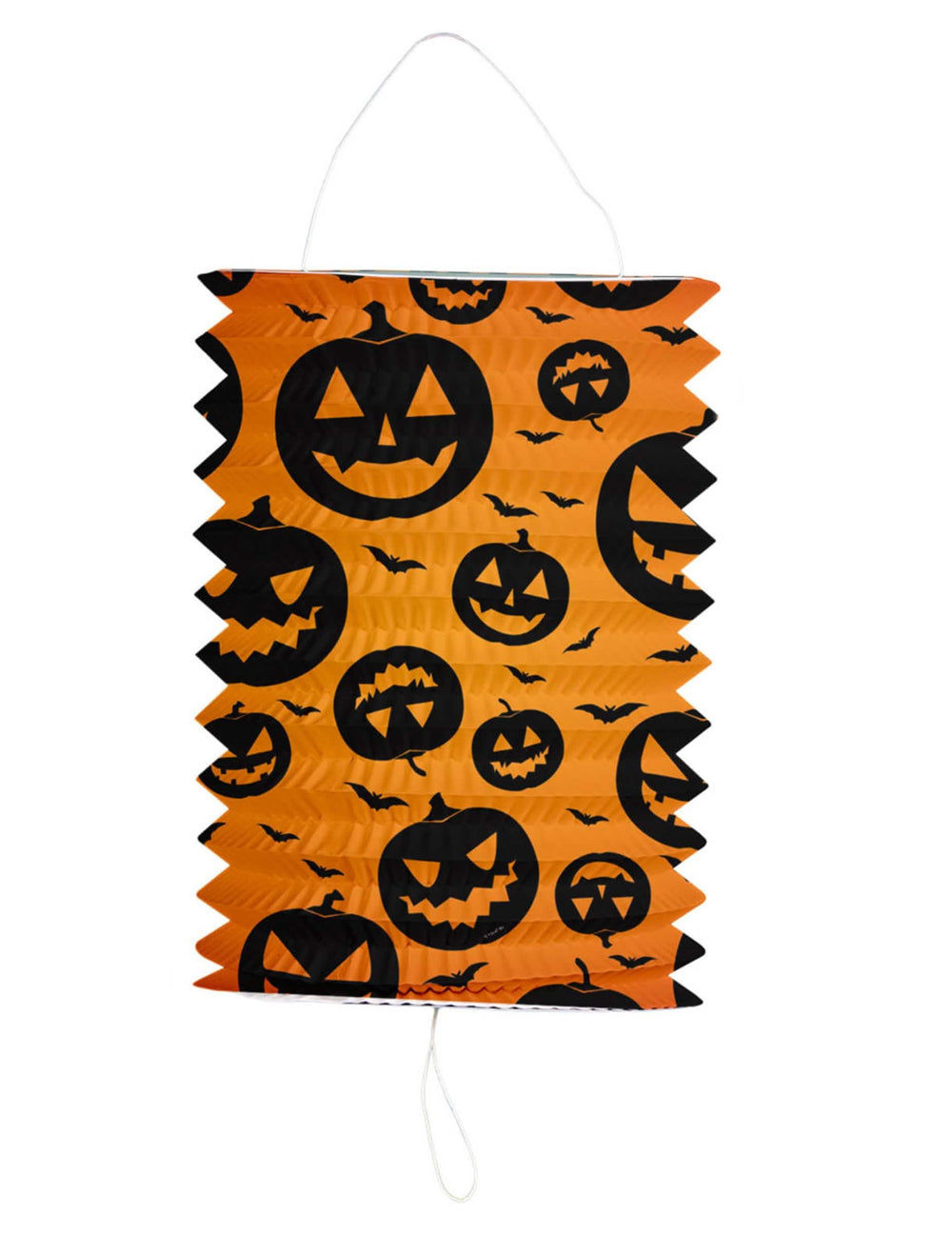 Lampião abóbora de halloween para decoração cor de laranja com motivos de morcegos