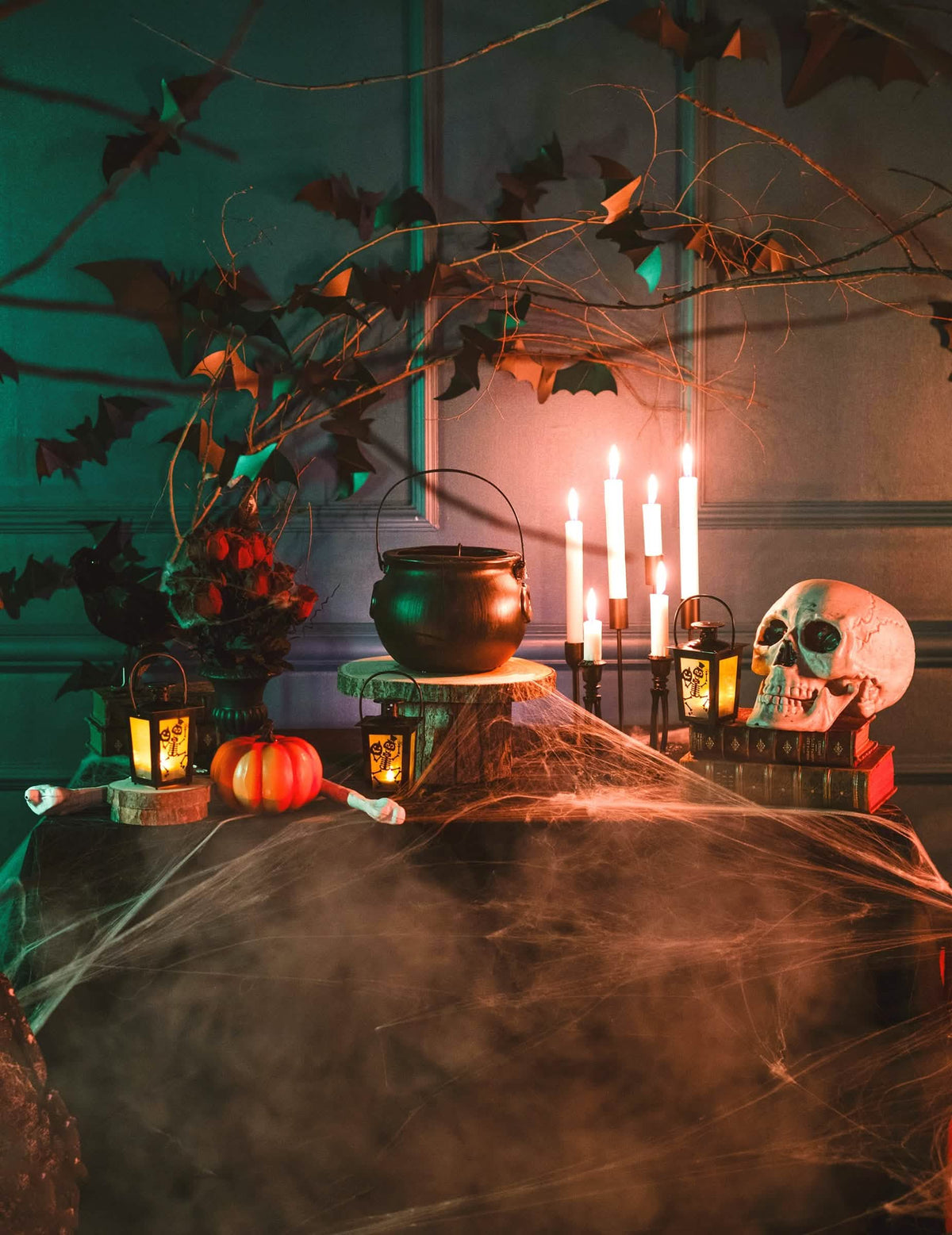 decoração de mesa da lanterna luminosa Esqueleto para halloween