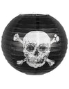 Lanterne en papier Pirate Jolly Roger noire avec tête de mort blanche