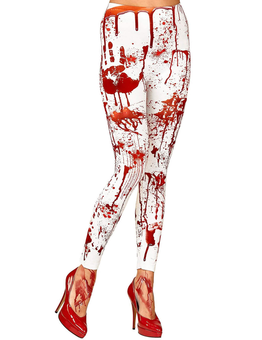 Legging sangrento para mulher branco com manchas de sangue
