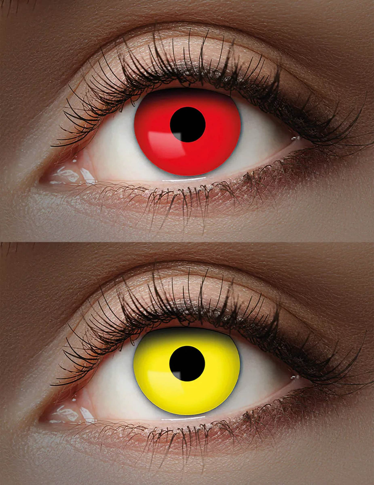 Lentes de contacto duo UV vermelho e amarelo 1 mês adulto