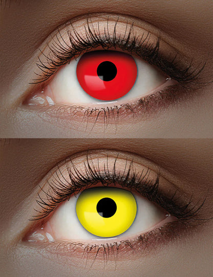 Lentes de contacto duo UV vermelho e amarelo 1 mês adulto