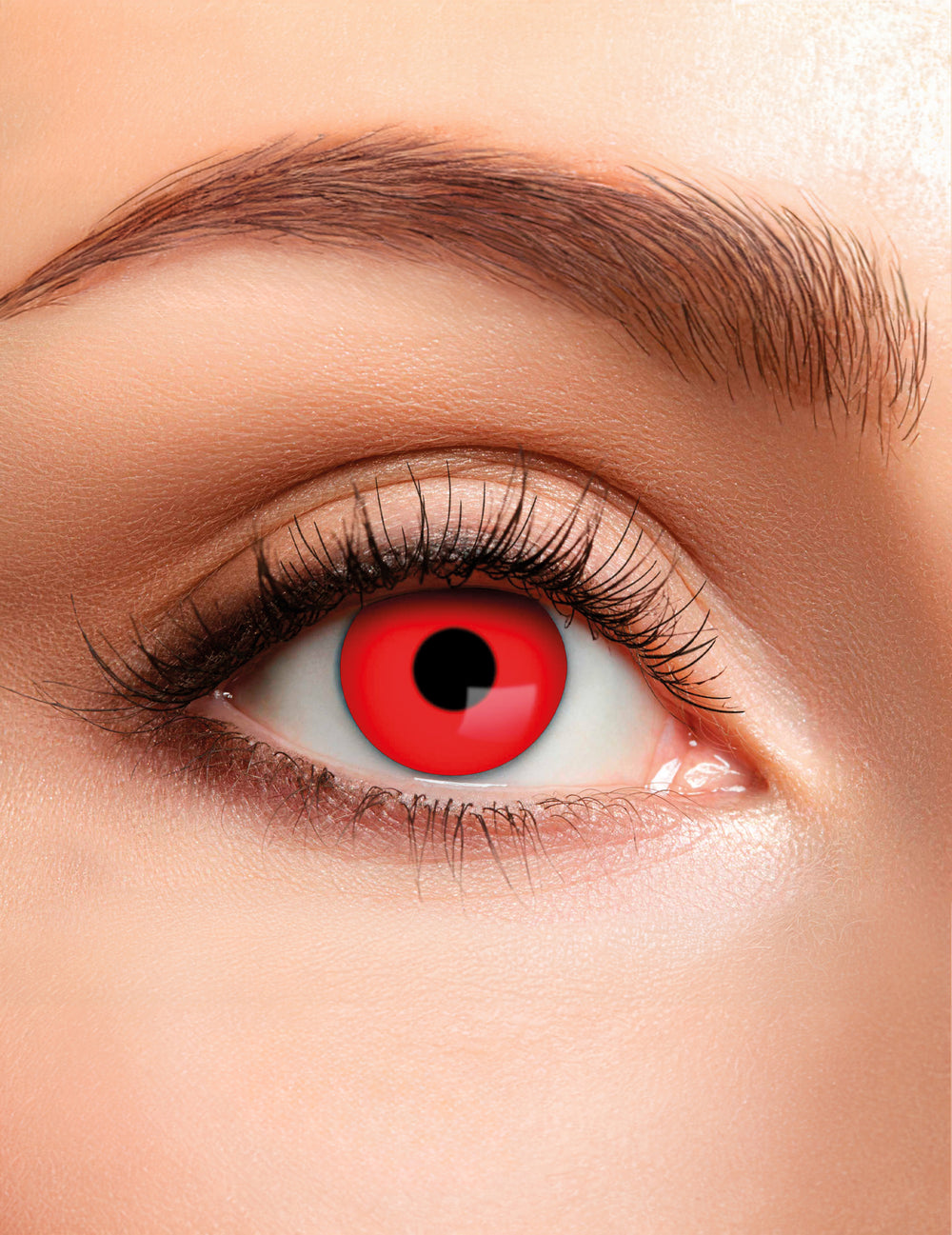 Gros plan sur le rendu de la lentille duo pour adulte rouge et blanche