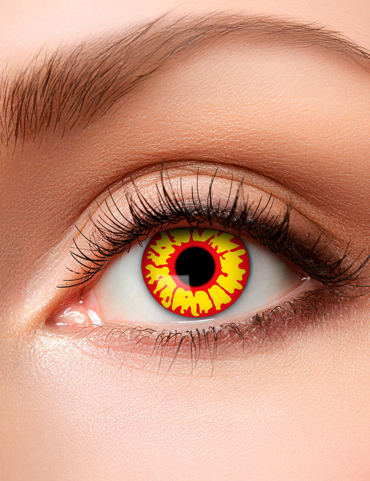 Lentilles fantaisie pour adulte jaune et rouge