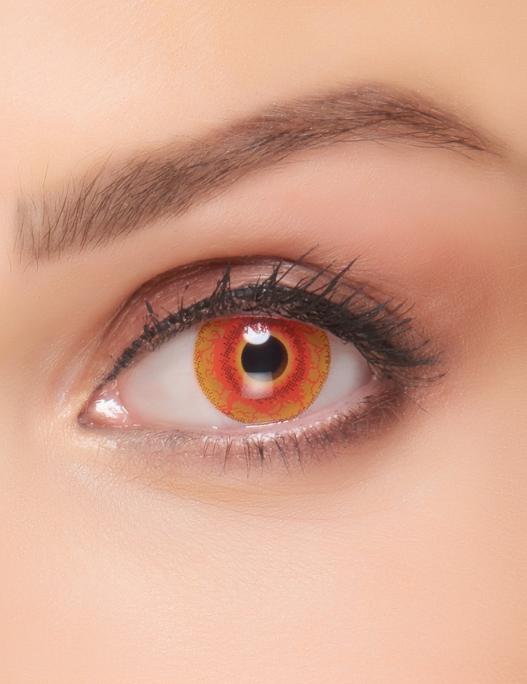 Lentilles de contact fantaisie monstre infecté pour adulte rouges et jaunes